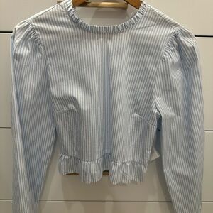 H&M Light Blue Striped Blouse